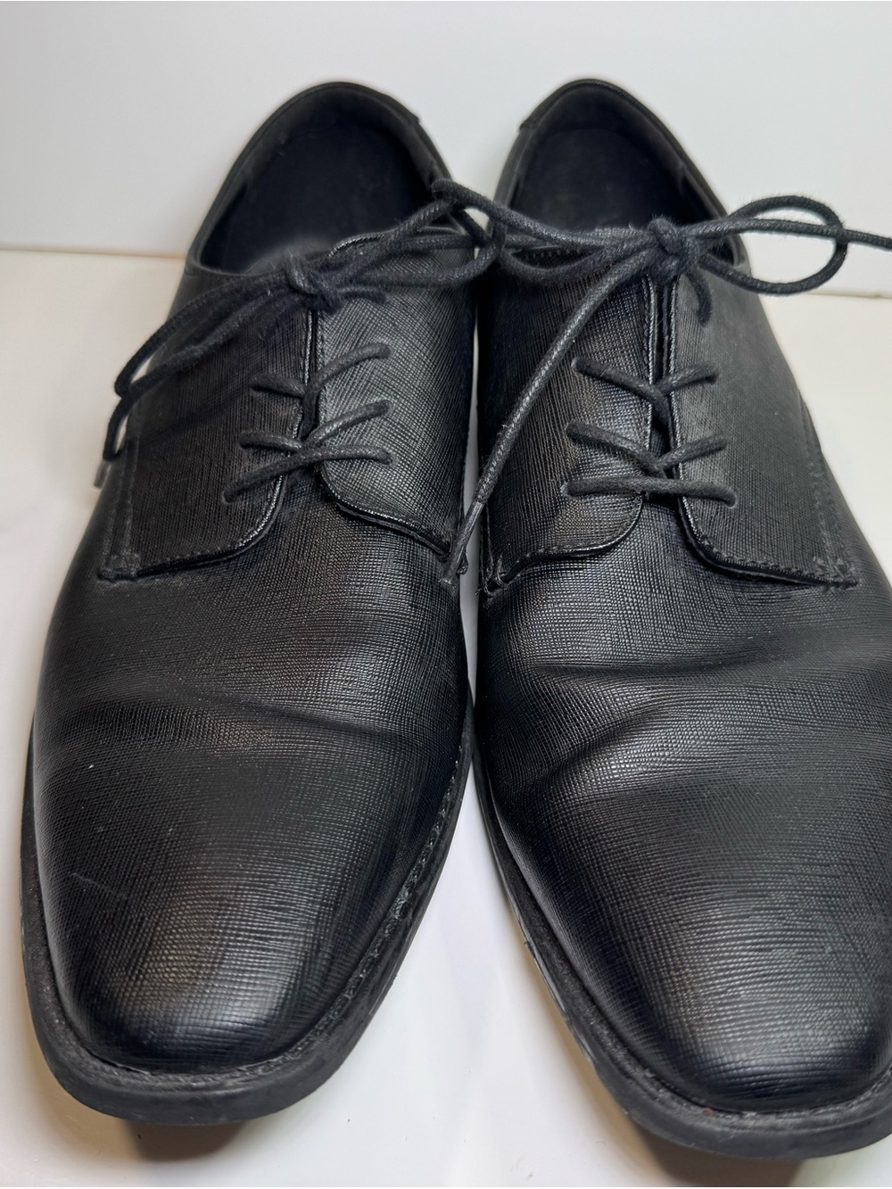 Calvin Klein Men's Brodie EPI Leather Oxford Lace up Dress Shoe Size 12 BLACK